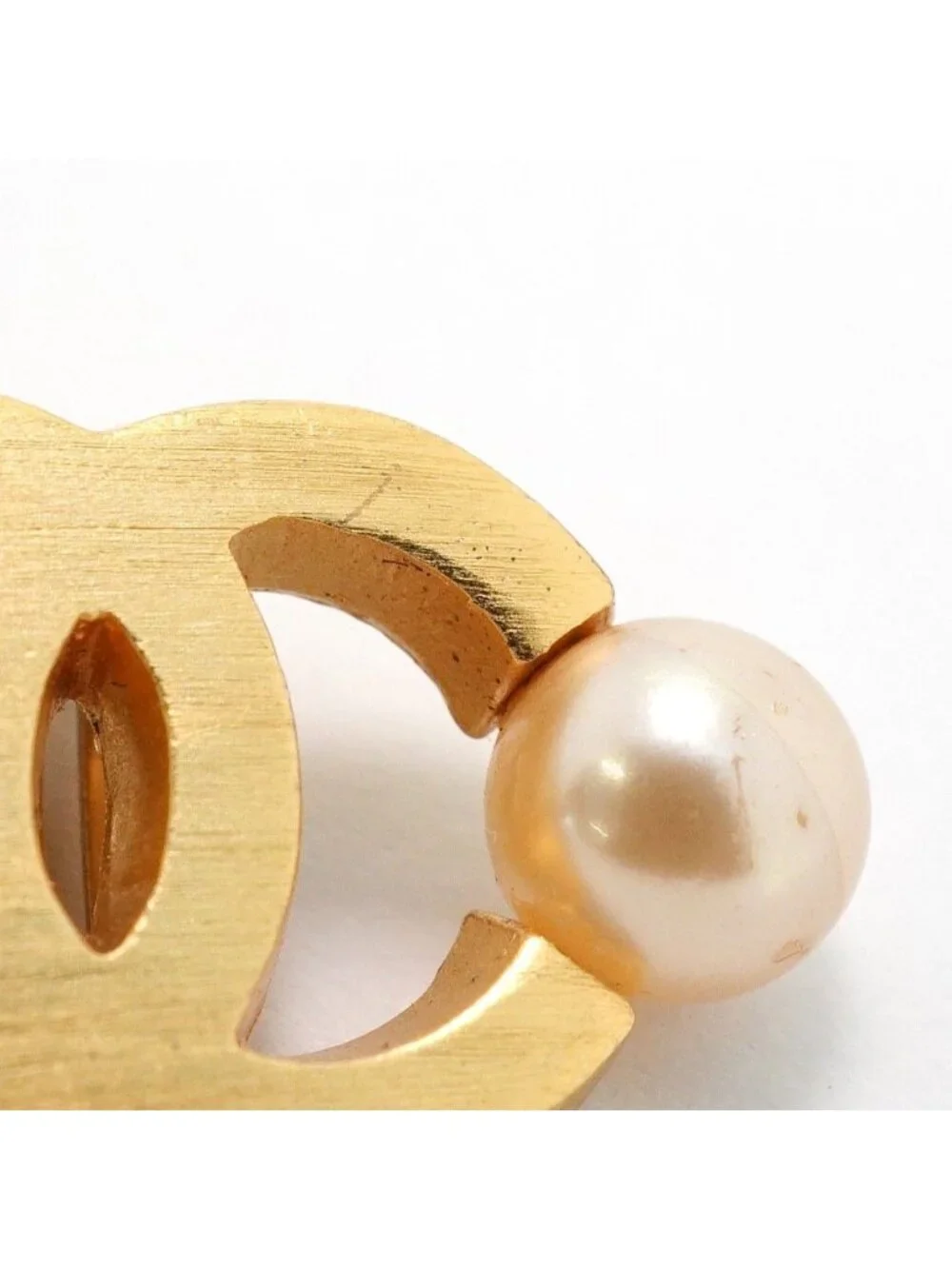 Chanel Earrings CC Logo Gold Plated Faux Pearl